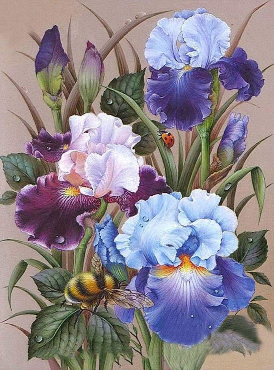 5D Diamond Painting Kits for Adults, Full Round Drill Flower Painting 5D Cross Stitch Arts Resin Diamond Picture Beads Pasted Craft DIY Painting for Home Wall Decor, Gift 11.8 x 15.7 Inch